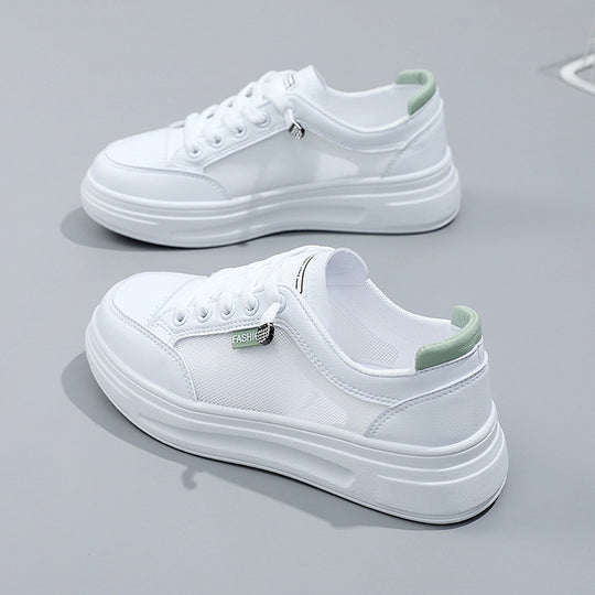 Damen Sportliche Freizeit Sneaker mit atmungsaktivem Mesh-Obermaterial und dämpfender Sohle EB