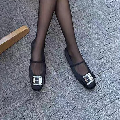 Damen elegante Ballerinas mit dekorativem Schnallenakzent EB