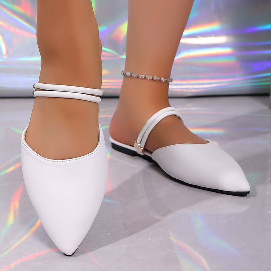 Damen elegante Ballerina-Pantoletten mit feinem Riemendesign EB