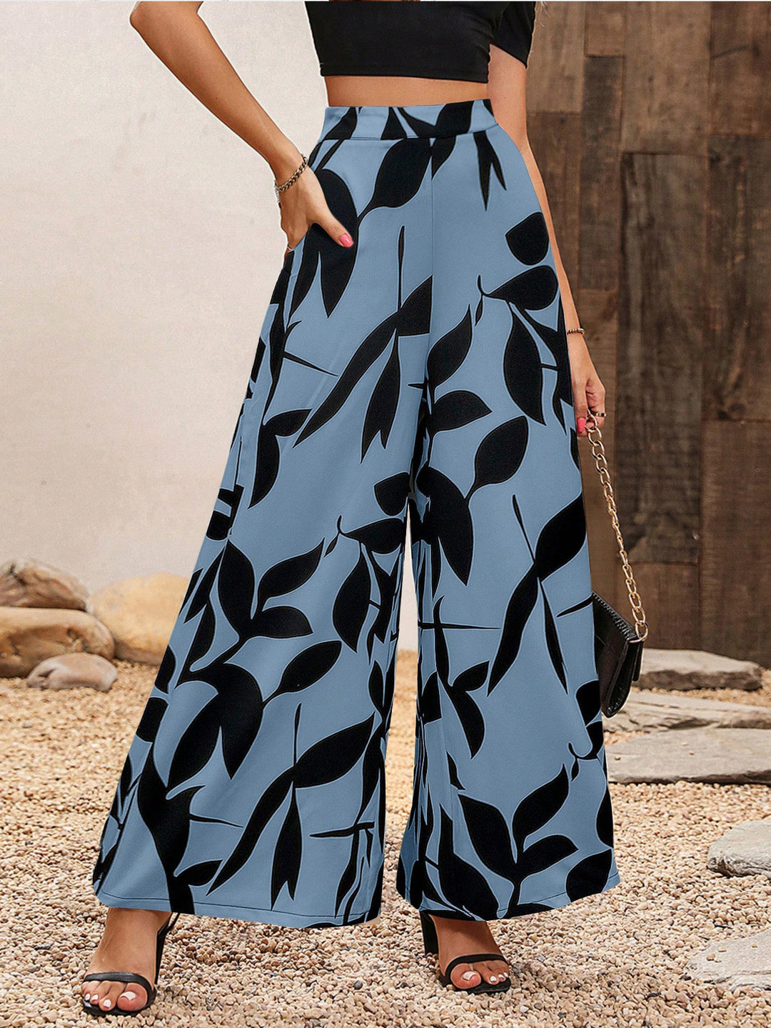 Damen Palazzohosen mit floralem Muster EB