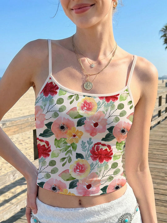 Damen Crop-Top mit buntem Mandala-Design EB