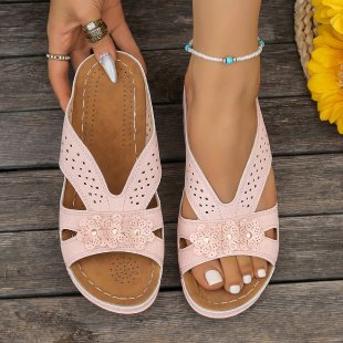 Damen Komfortable Sandalen mit floralem Dekor EB