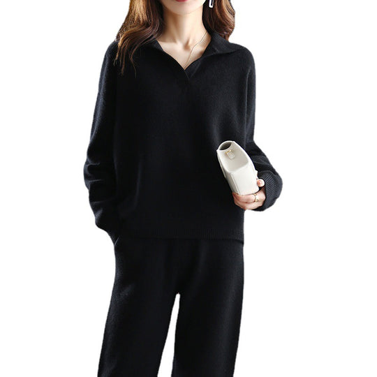 Damen Elegante Strickjacke mit Kragen und weitem Schnitt EB