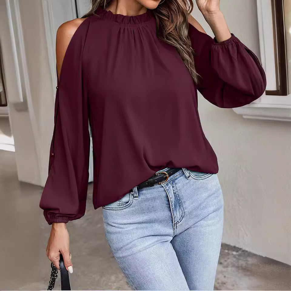 Damen Bluse mit kühlen Schulterdetails und elastischen Ärmeln EB