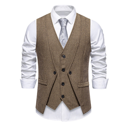 Herren elegante Anzugweste mit strukturiertem Hahnentritt EB