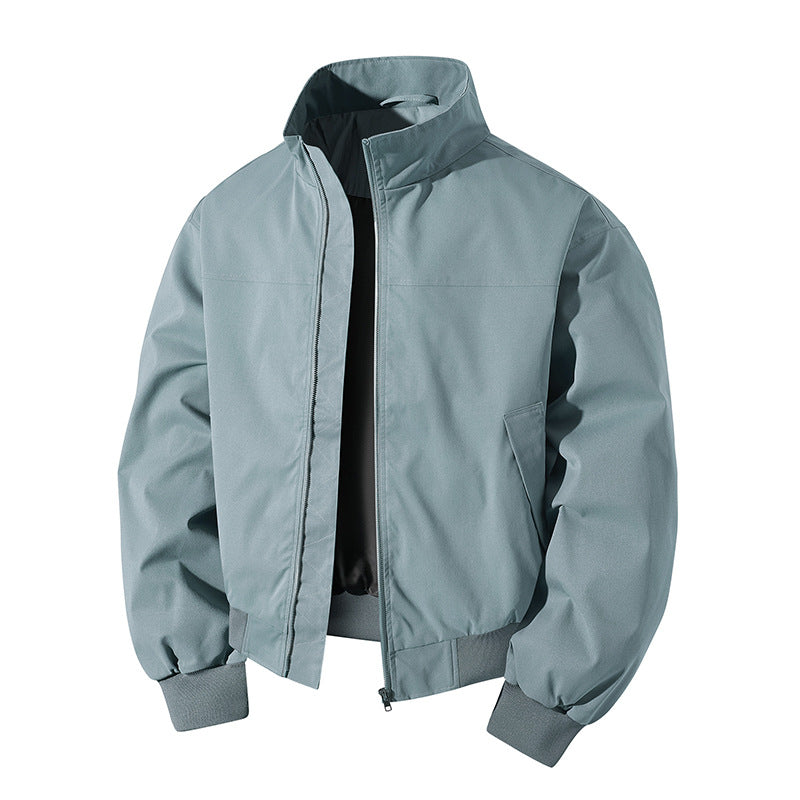 Herren kurz geschnittener Blouson mit Stehkragen und geripptem Saum EB