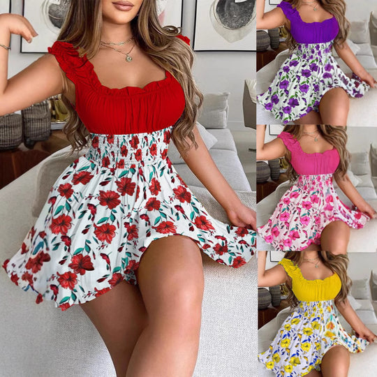 Damen Sommerkleid mit Rüschendetails und elastischem Bund EB