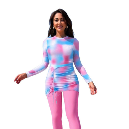 Damen Sportlicher Langarm-Schwimmanzug mit Raffung EB