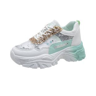 Damen Chunky Sneakers mit Glitzerdetails und ergonomischer Sohle EB