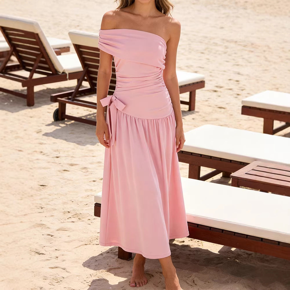Damen Wickelkleid mit verstellbarem Taillengürtel und asymmetrischem Ausschnitt EB
