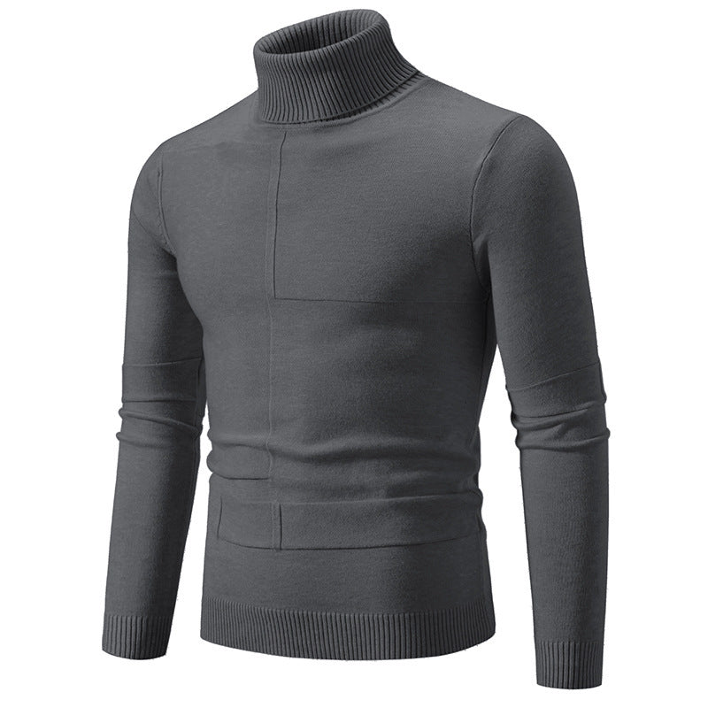 Herren eleganter Rollkragenpullover mit modernem Zopfmuster EB