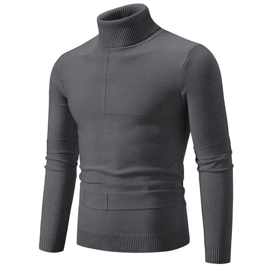 Herren nan feiner Rollkragenpullover mit Strukturnähten, slim-fit und geripptem Bündchen EB