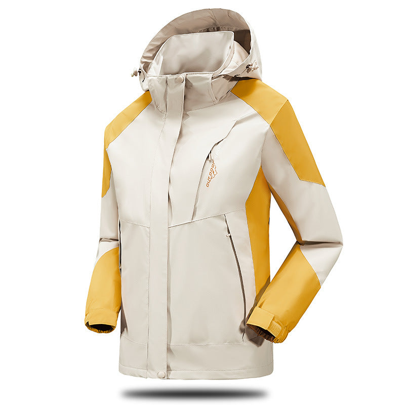 Herren Wind- und Wasserabweisende Trekkingjacke mit verstellbarer Kapuze und Brustreißverschluss EB