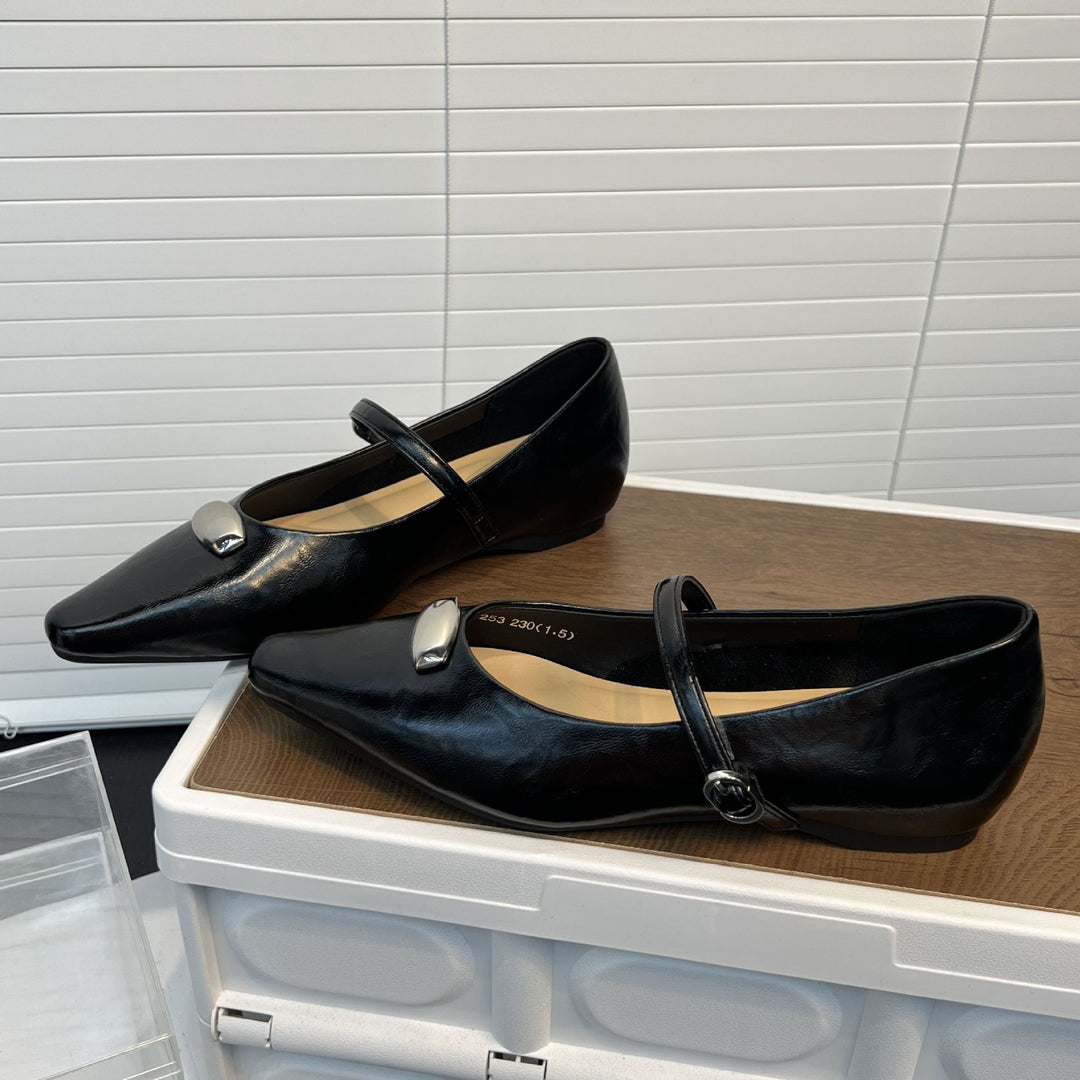 Damen Elegante Ballerinas mit modischem Riemen und komfortablem Fußbett EB