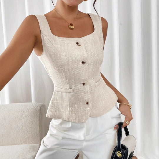 Damen Elegant geschnittene Weste mit Knopfdetail EB