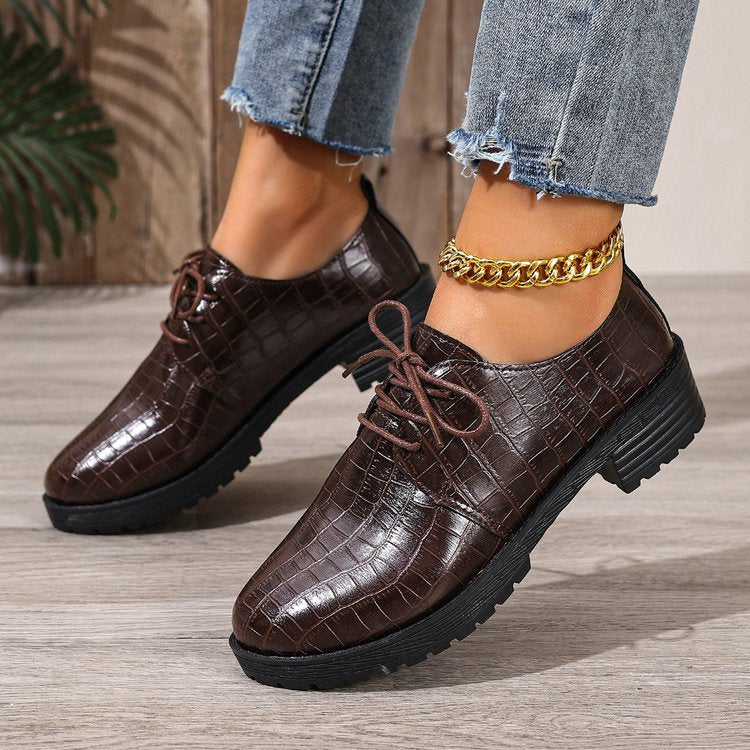 Damen Schnürschuhe im eleganten Kroko-Look EB