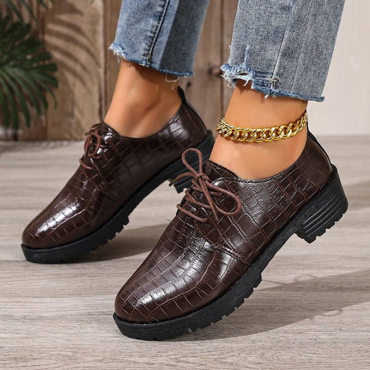 Damen Schnürschuhe im eleganten Kroko-Look EB
