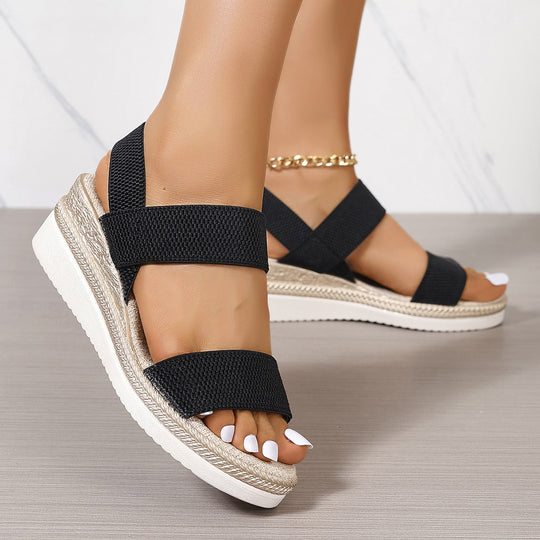 Damen Komfortable Wedge-Sandalen mit elastischen Trägern EB