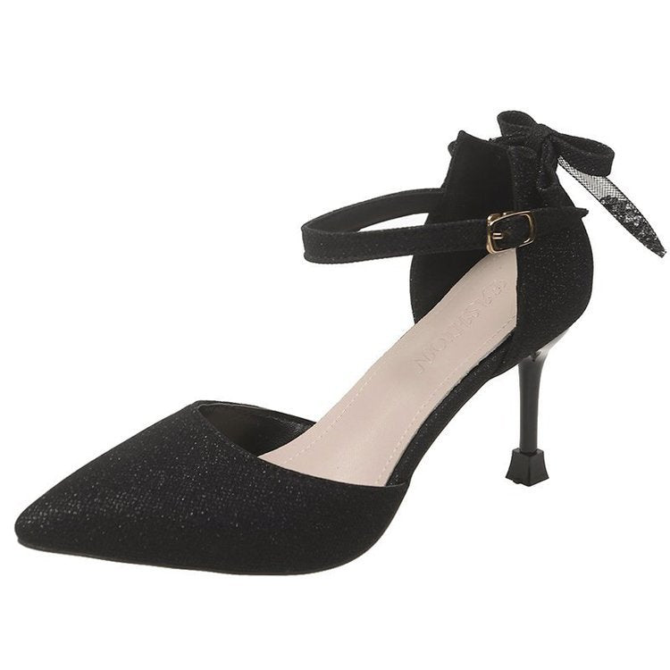 Damen elegante Pumps mit festem Knöchelriemen und spitz zulaufender Spitze EB