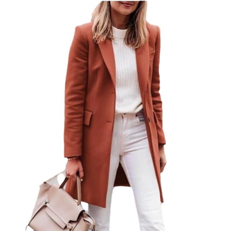Damen eleganter und bequemer Wollmantel EB