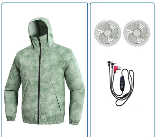 Herren nan leichte winddichte Sommerjacke mit abnehmbaren USB-Lüftern und atmungsaktivem Funktionsmaterial R&B