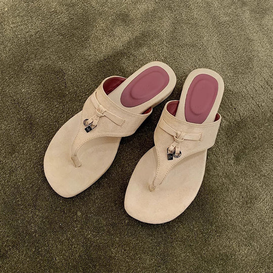 Damen elegante Zehentrenner-Sandalen mit modischem Riemendesign und bequemer Fußbettstruktur EB