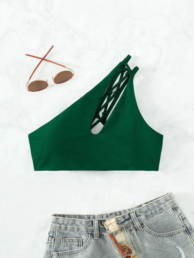 Damen Cropped Badeoberteil mit asymmetrischem Design und elegantem Cut-Out EB