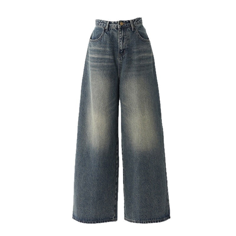 Damen Weite High-Waist Denim-Jeans im lässigen Stil EB