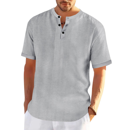 Herren modisches Kurzarmshirt mit Knopfleiste und strukturiertem Muster EB