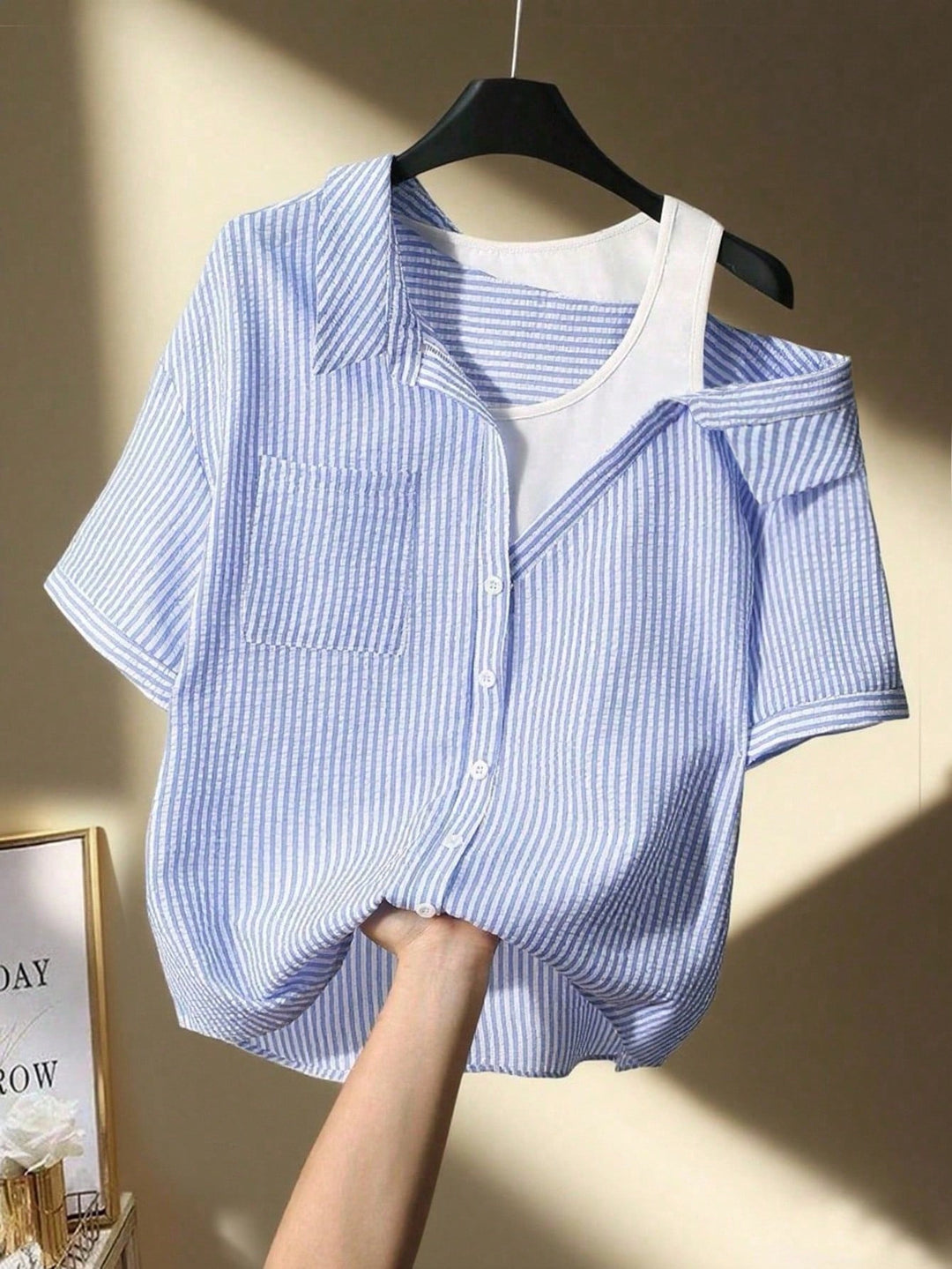 Damen lässige Bluse mit modischem Schnitt und asymmetrischem Design EB