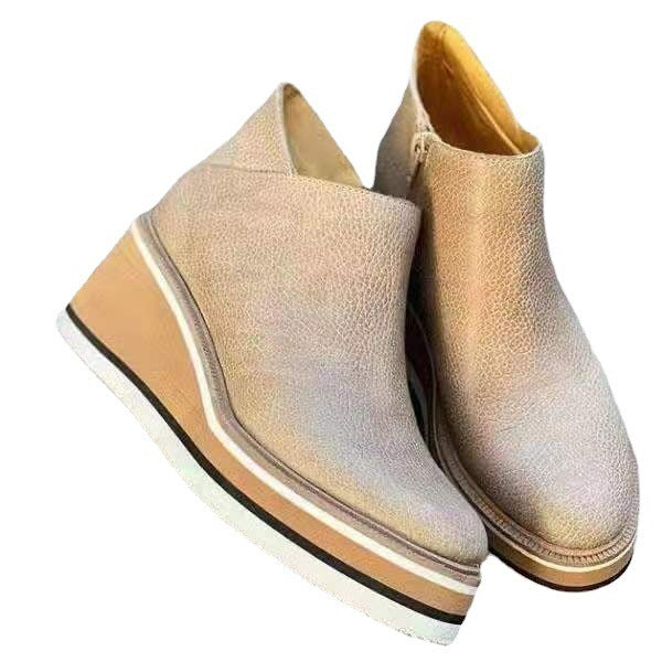 Damen nan Keilabsatz-Stiefelette mit verstecktem Plateau und elastischen Einstiegsleisten EB