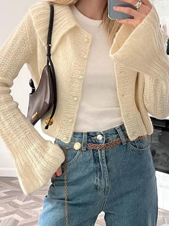Damen Strickjacke mit weiten Ärmeln und strukturiertem Muster EB