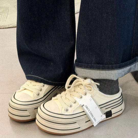 Damen Plateau Sneakers im Street-Style mit modernen Textil-Details EB