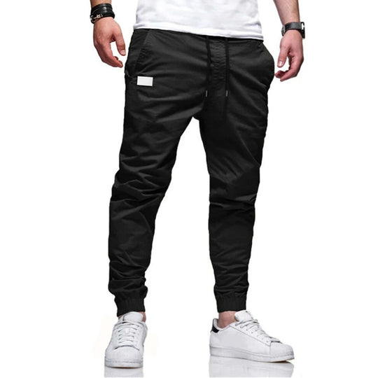 Herren nan urbaner tapered Twill-Jogger mit elastischem Knöchelabschluss Kordelbund und diskreter Utility-Tasche EB