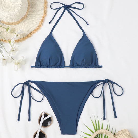 Damen Triangel-Bikini mit verstellbaren Bindebändern und raffinierten Details EB