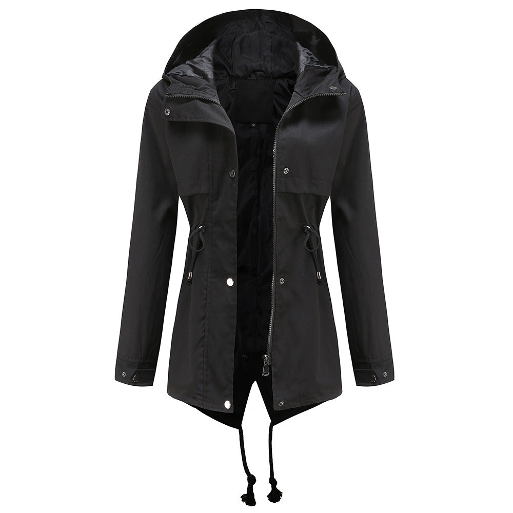 Damen nan wasserabweisender Parka mit taillenkordel und asymmetrischem Saum EB