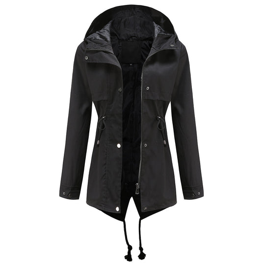 Damen nan wasserabweisender Parka mit taillenkordel und asymmetrischem Saum EB