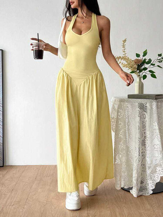 Damen Maxi-Kleid mit trägerlosem Design und voluminösem Rock EB