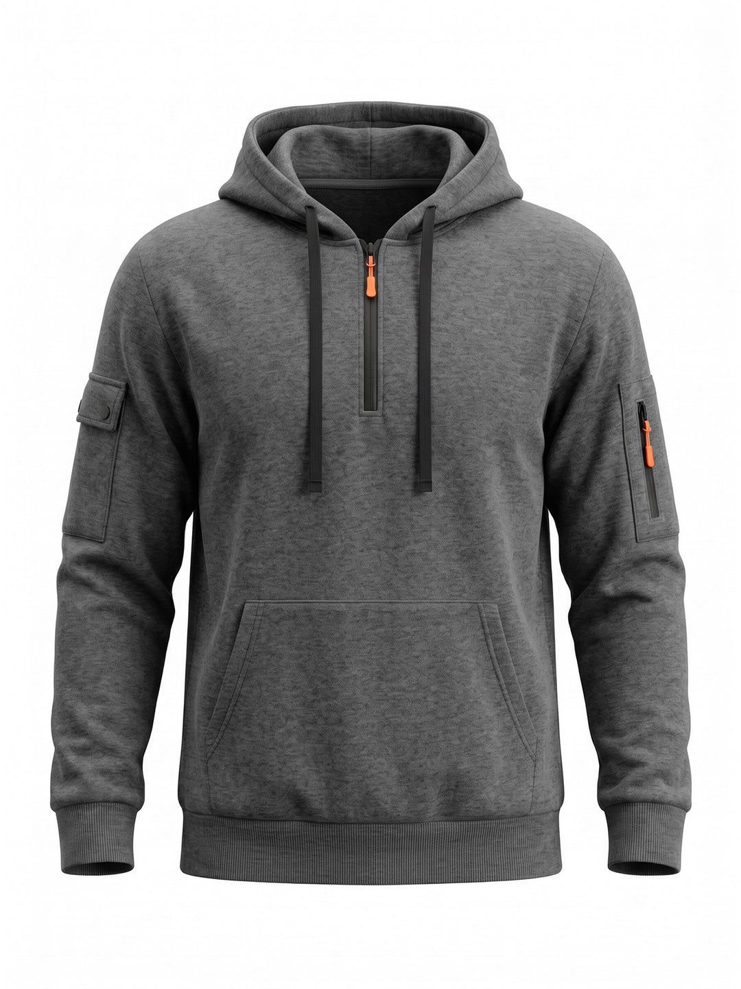 Herren Kapuzenpullover mit halbem Reißverschluss und Utility-Ärmeltasche EB