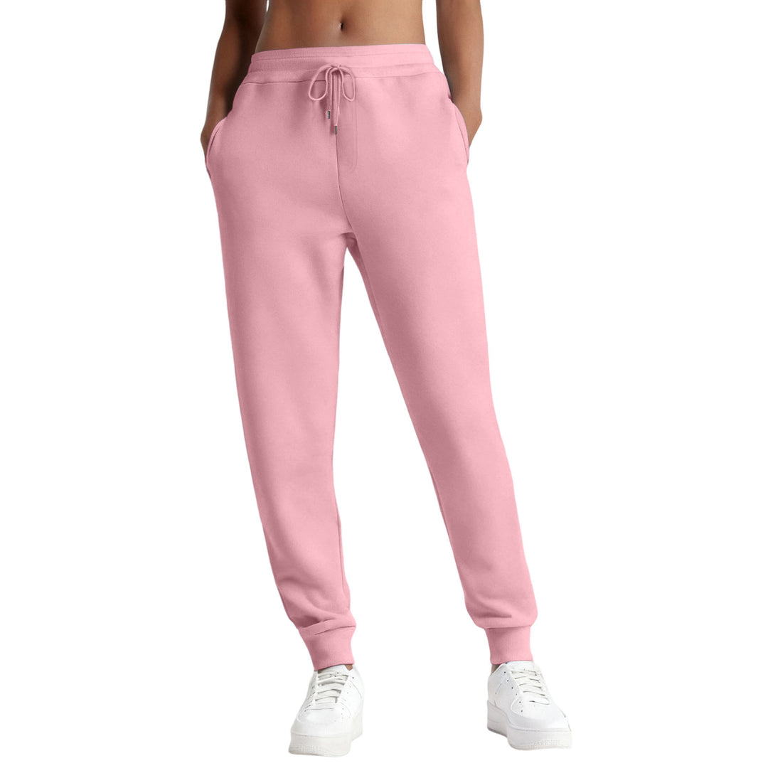 Damen nan schmale High‑Waist Sweat-Jogginghose mit hohem Komfortbund, verstellbarem Kordelzug und elastischen Knöchelbündchen EB
