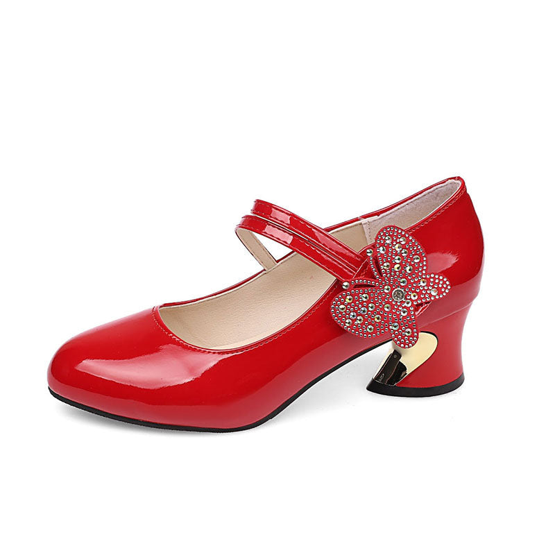 Damen elegante Pumps mit ornamentaler Schmetterlingsapplikation EB