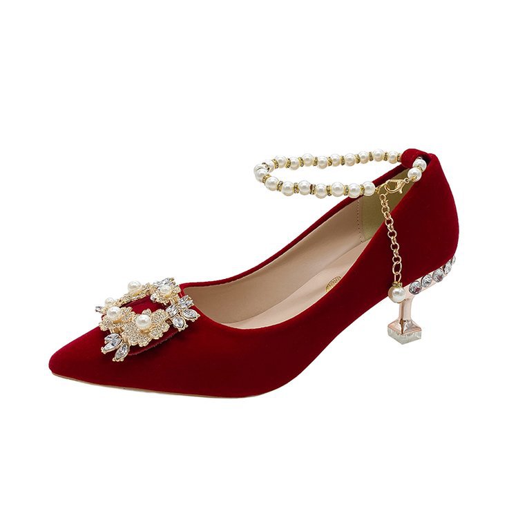 Damen elegante spitze Pumps mit funkelndem Schmuckdetail EB