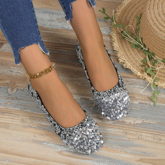 Damen Glitzernde Ballerinas EB