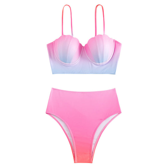 Damen Bikini-Oberteil mit Muschelform und hohem Bund EB