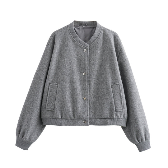 Damen Übergangsjacke mit weichem Wollmaterial und praktischen Taschen EB