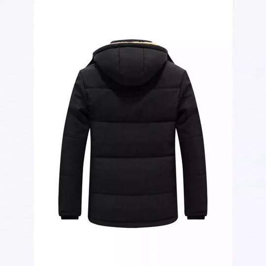 Herren Wattierter Parka mit durchgehendem Teddyfutter abnehmbarer Kapuze und Multifachtaschen EB