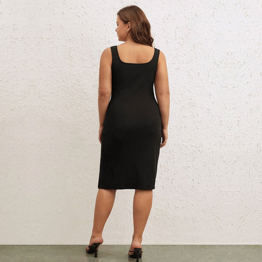 Damen Schickes Minikleid mit tiefem V-Ausschnitt und seitlichem Schlitz EB
