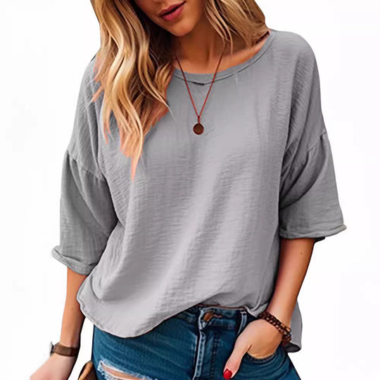 Damen Oversized Langarmshirt aus weich strukturiertem Material EB
