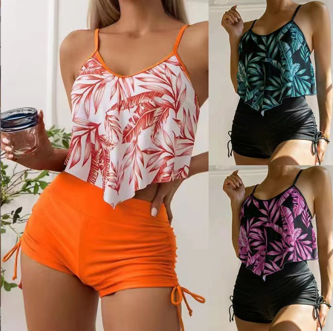 Damen Sportliches Tankini-Set mit Raffungen und verstellbaren Trägern EB