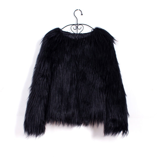 Damen Flauschige Kunstfell-Jacke mit lässigem Schnitt und weichem Innenfutter EB
